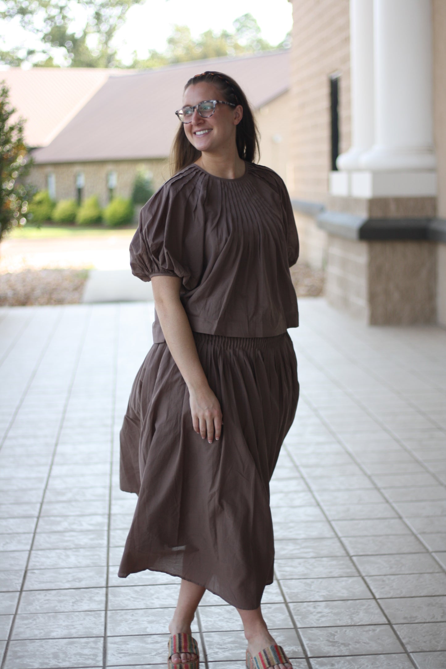 Pleated Linen Skirt Set
