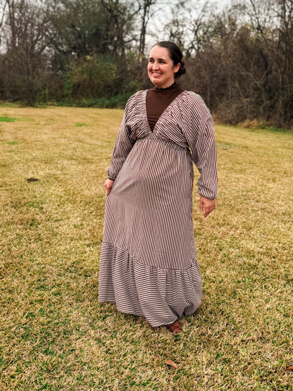 Striped V-Neck Maxi Dress