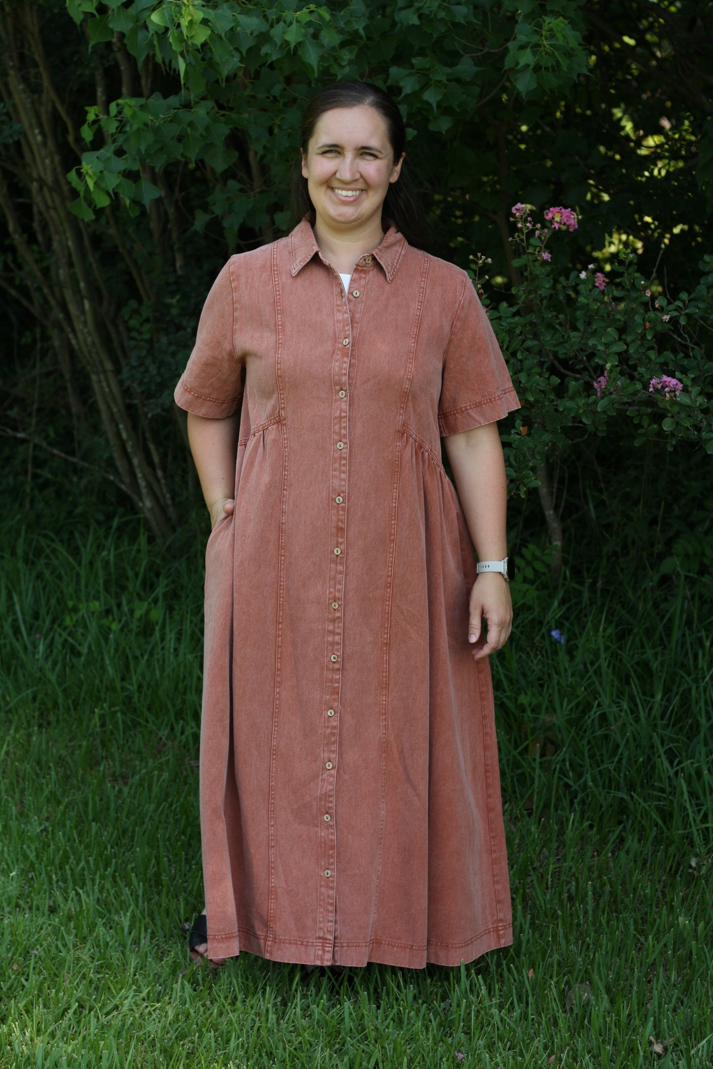 Mineral Washed Cotton Midi Dress