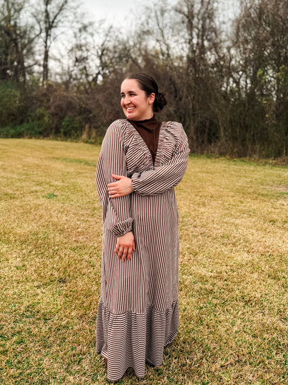 Striped V-Neck Maxi Dress
