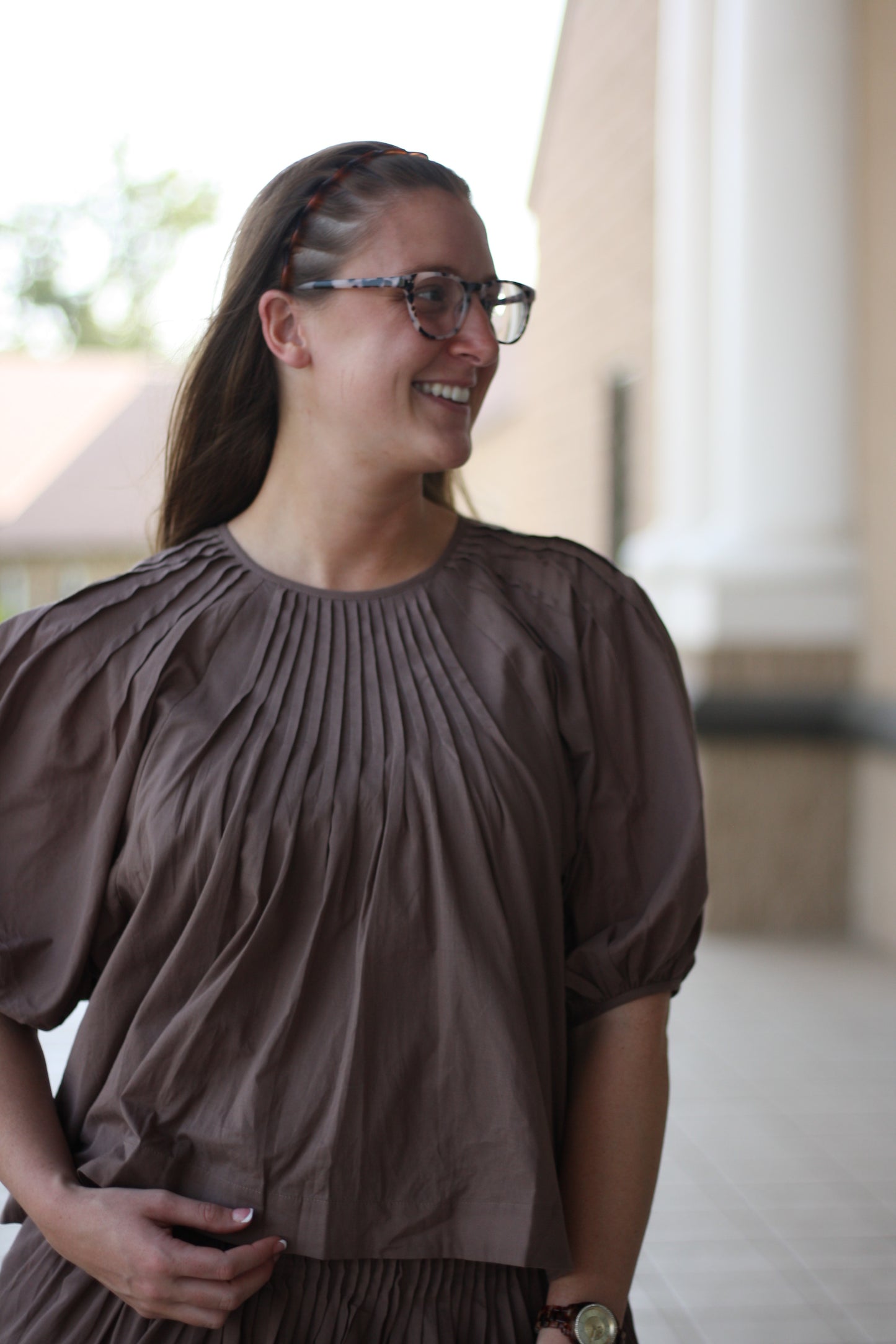 Pleated Linen Skirt Set