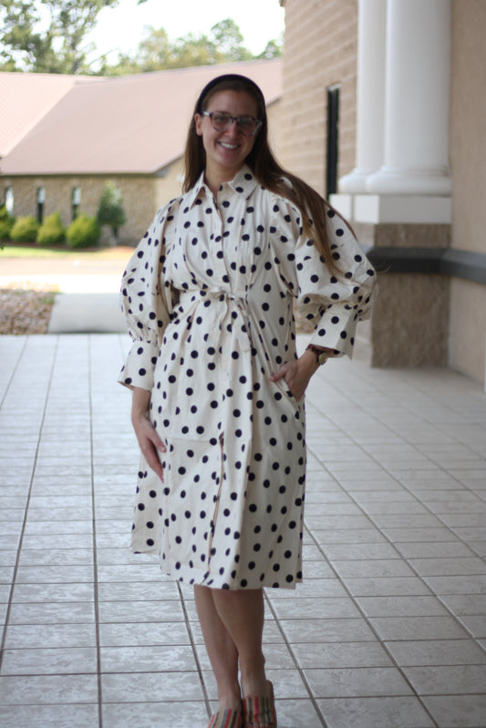 Polka Dot Utility Midi Dress