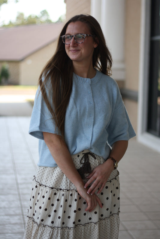 Button Up Short Sleeved Cardigan