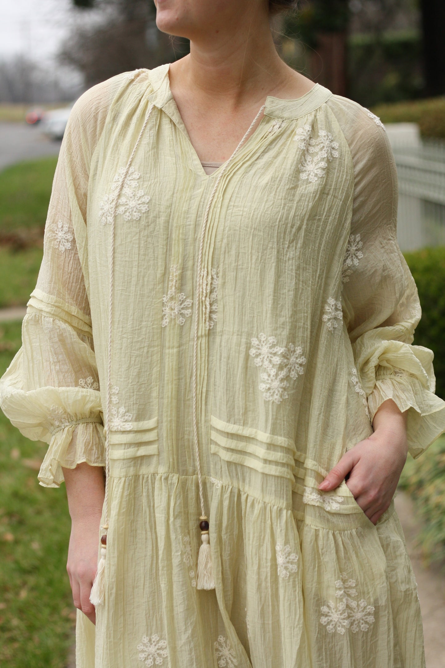 Embroidered Long Sleeve Maxi