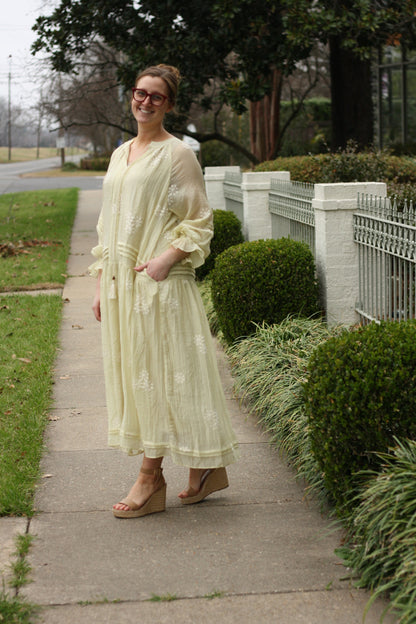 Embroidered Long Sleeve Maxi
