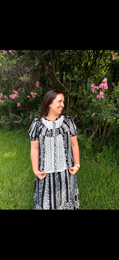 Mixed-Print Ruffle Skirt Set