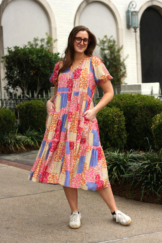 Patchwork Midi Dress