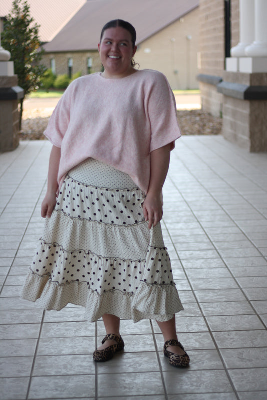 Polka Dot Tiered Midi Skirt