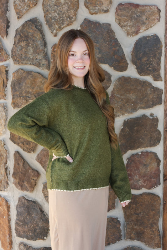 Knit Scalloped Edge Sweater