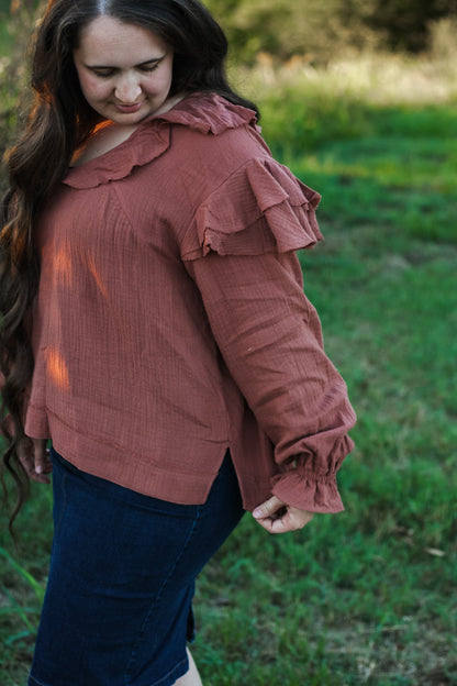Textured Ruffle Top