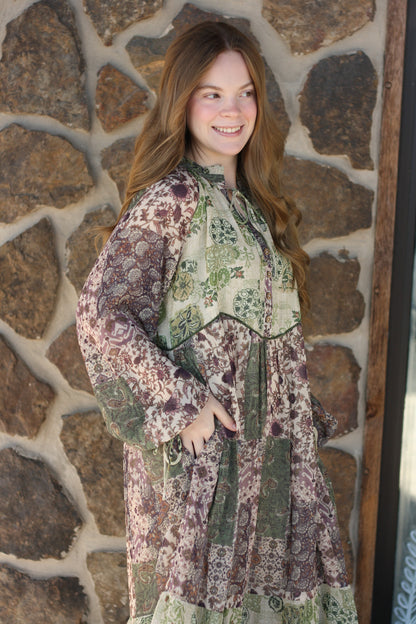 Patchwork Midi Dress