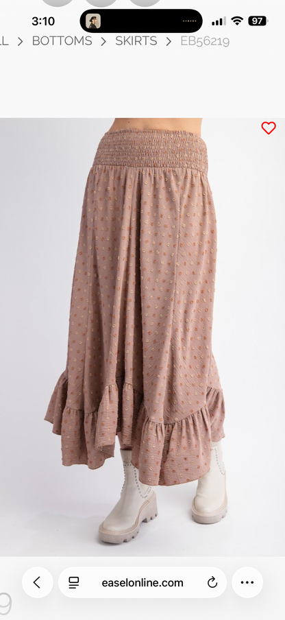 Pompom Ruffle Midi Skirt