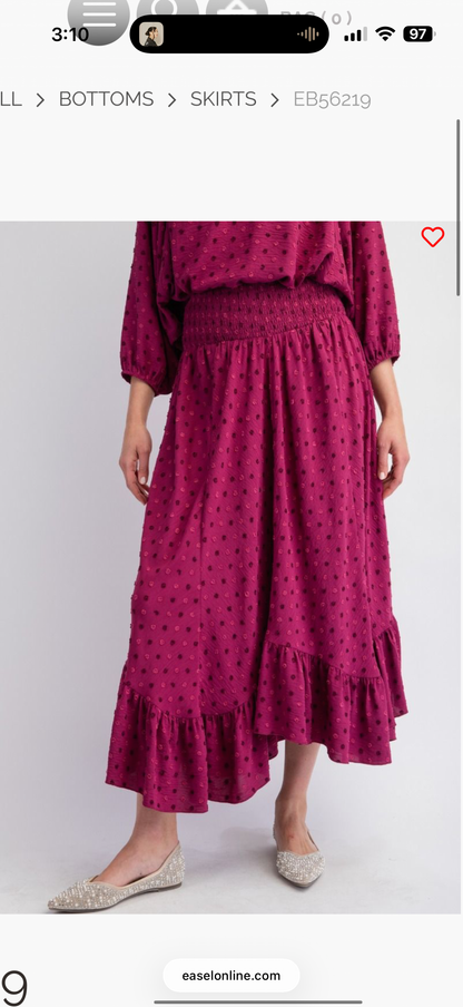 Pompom Ruffle Midi Skirt