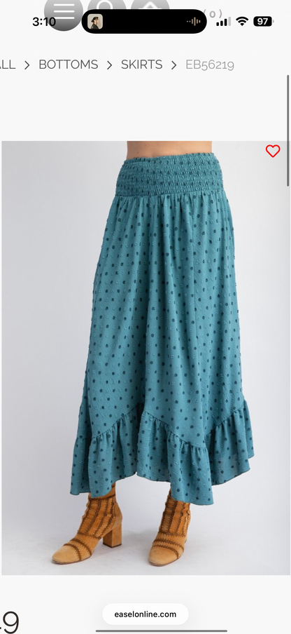 Pompom Ruffle Midi Skirt