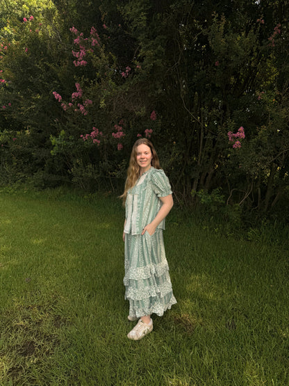 Mixed-Print Ruffle Skirt Set