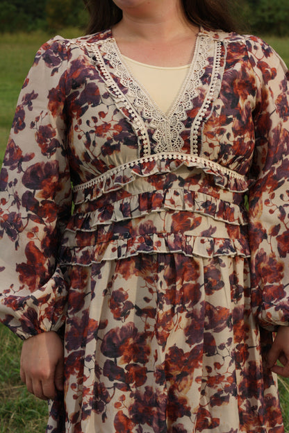 Taupe Trim Maxi Dress