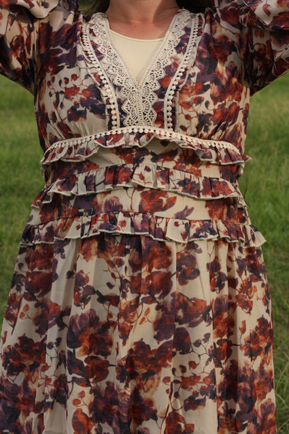Taupe Trim Maxi Dress