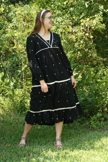 ALL OVER EMBROIDERY MIDI DRESS
