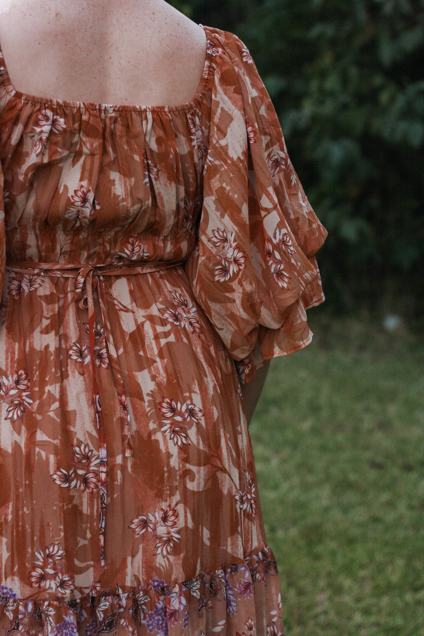 Puff Sleeve Floral Midi