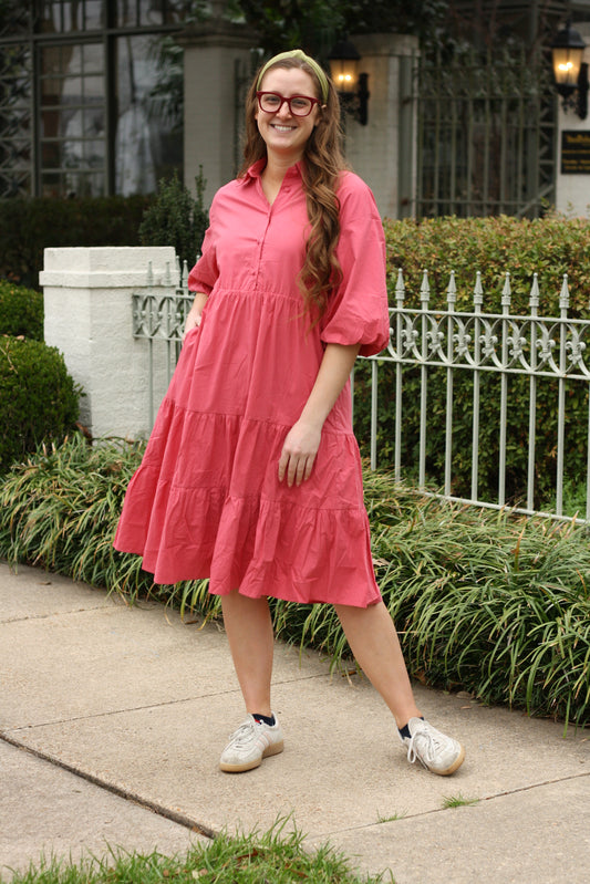 Tiered Babydoll Midi Dress