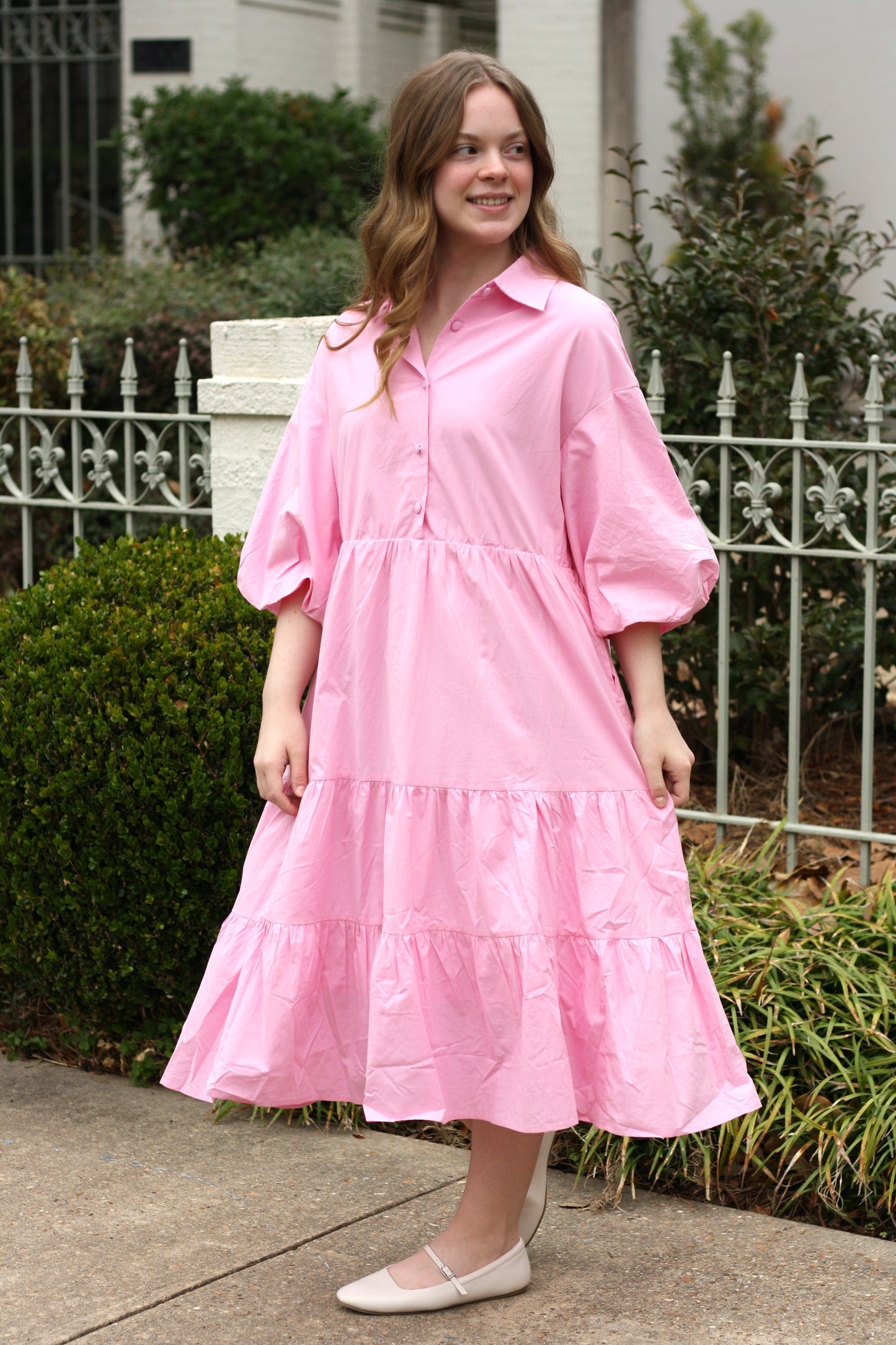 Tiered Babydoll Midi Dress
