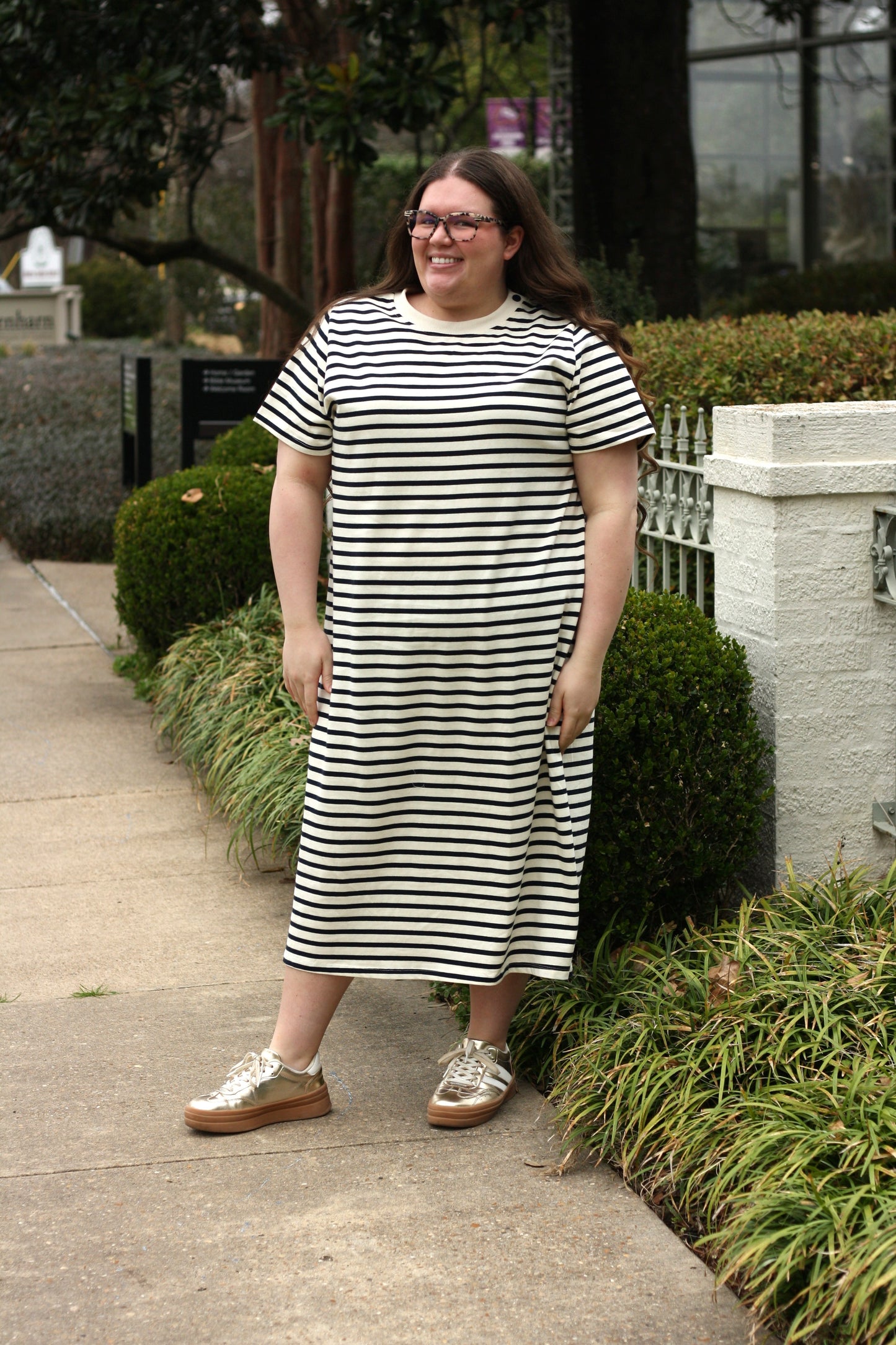 Snap Button Midi Dress