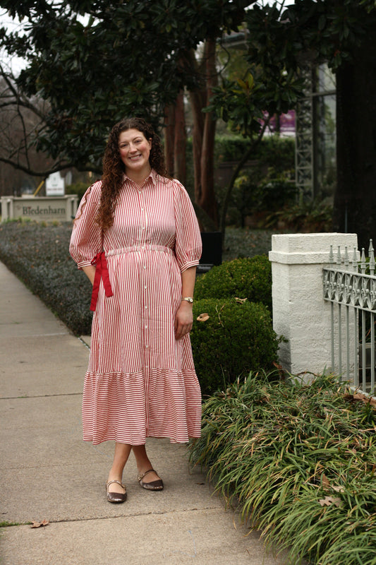 Red Stripe Tie Midi