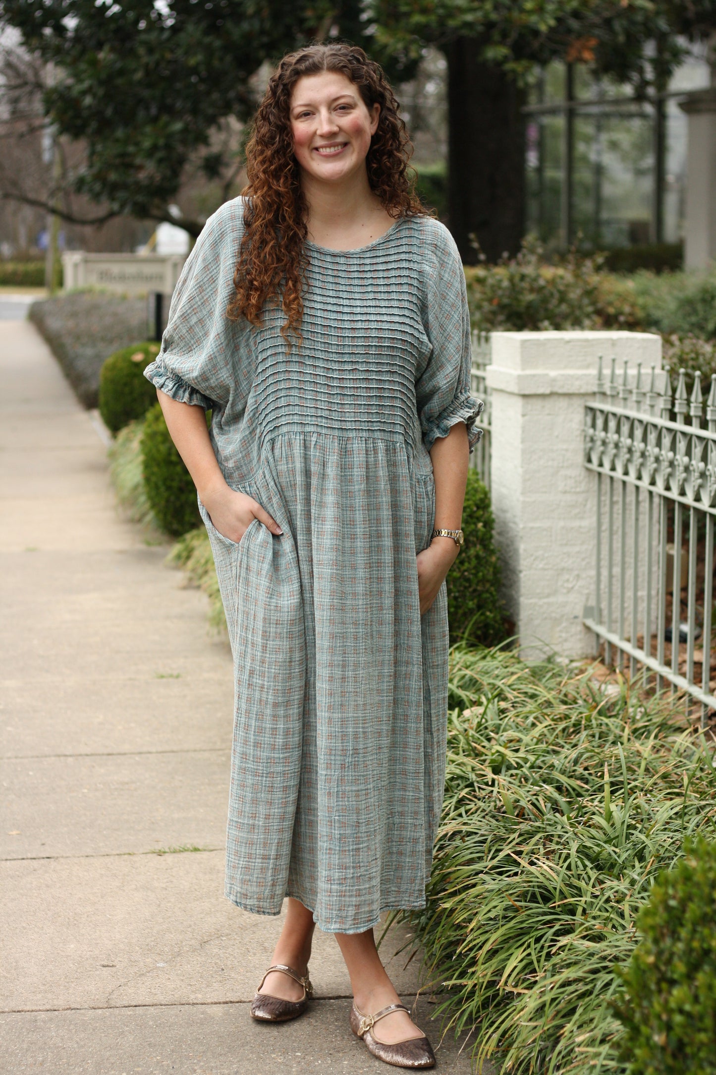 Faded Teal Midi Dress