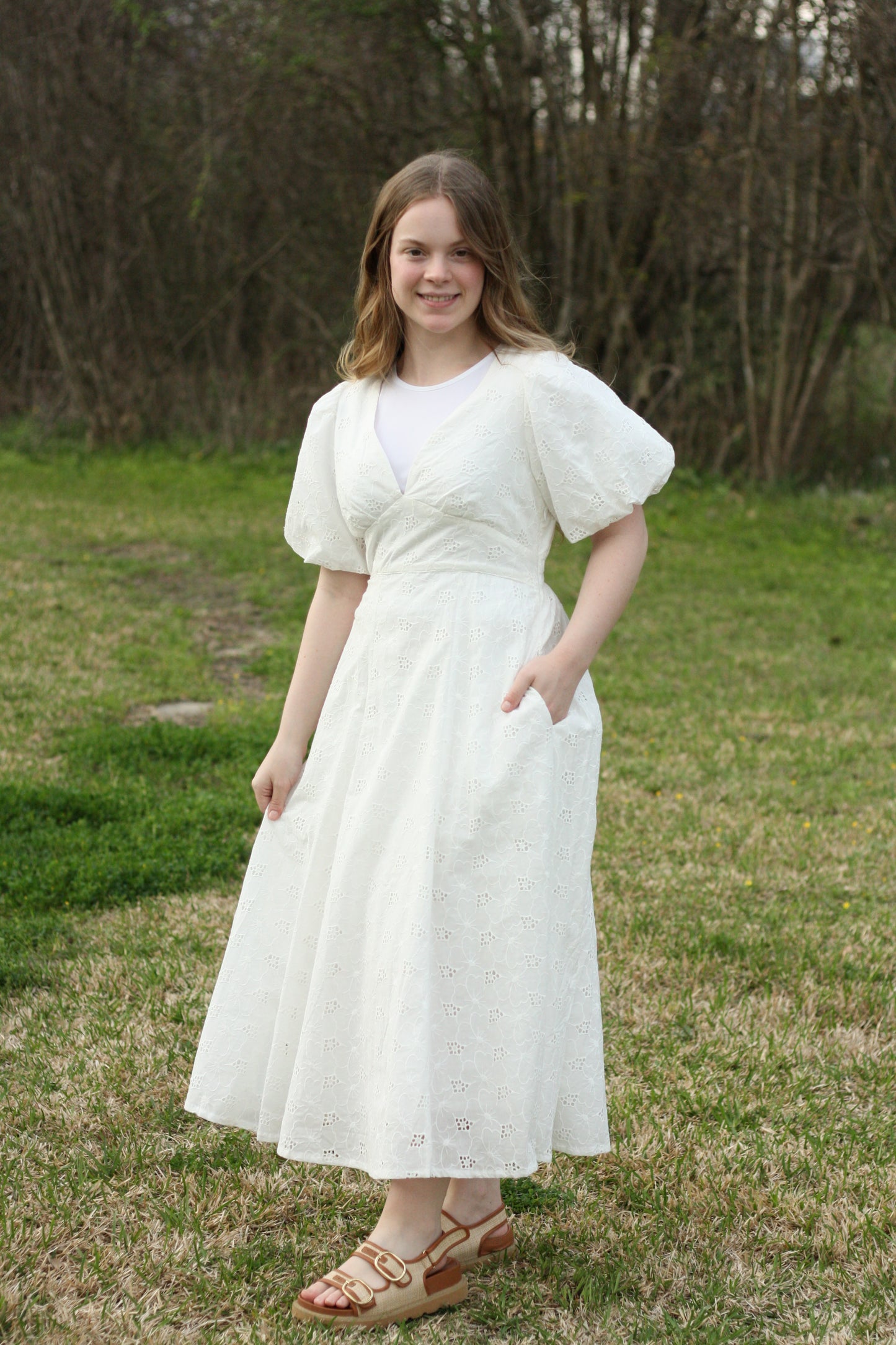 Cotton Eyelet Midi Dress