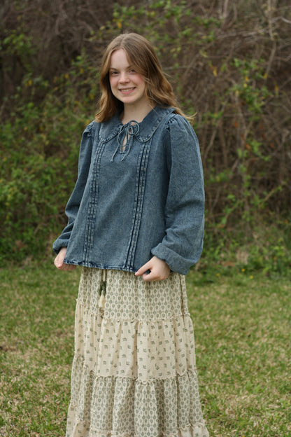Mineral Washed Chambray Denim Blouse