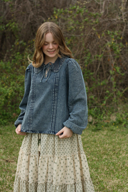 Mineral Washed Chambray Denim Blouse