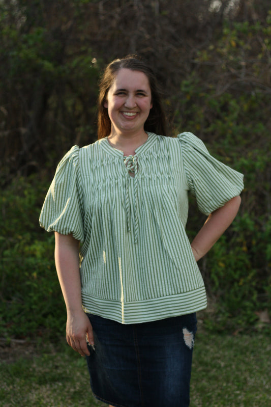 Puff Sleeve Striped Top