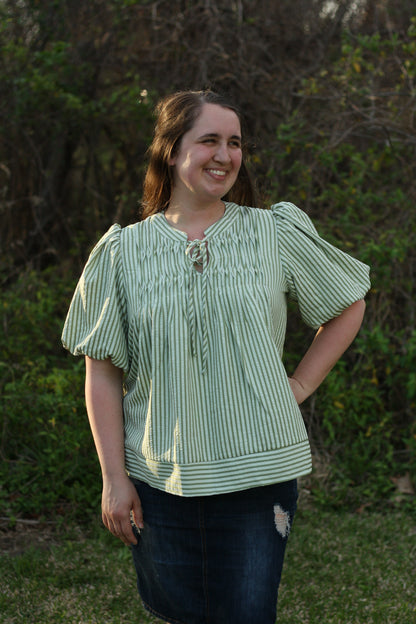 Puff Sleeve Striped Top