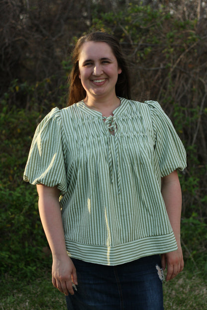 Puff Sleeve Striped Top