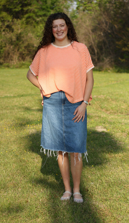 Gauze Striped Oversized Top