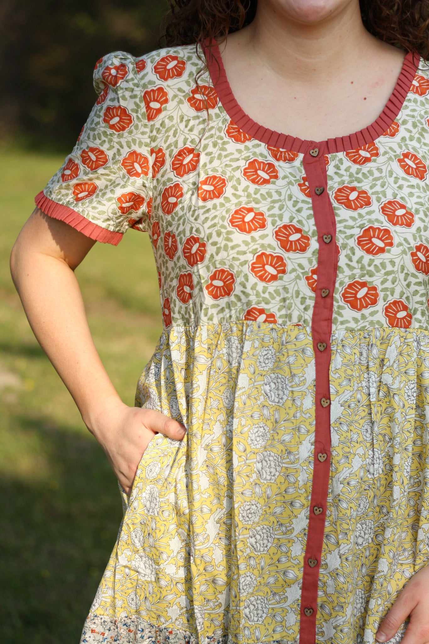 Mixed Printed Tiered Midi Dress