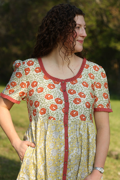 Mixed Printed Tiered Midi Dress