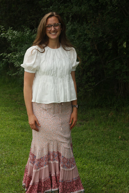 Tiered Multi Floral Maxi Skirt