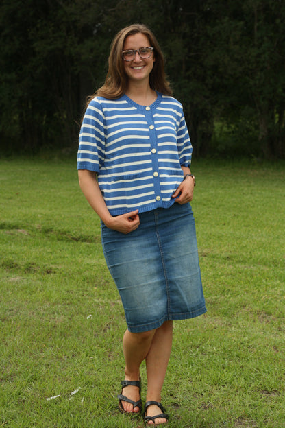 Stripe Button Down Knit Top