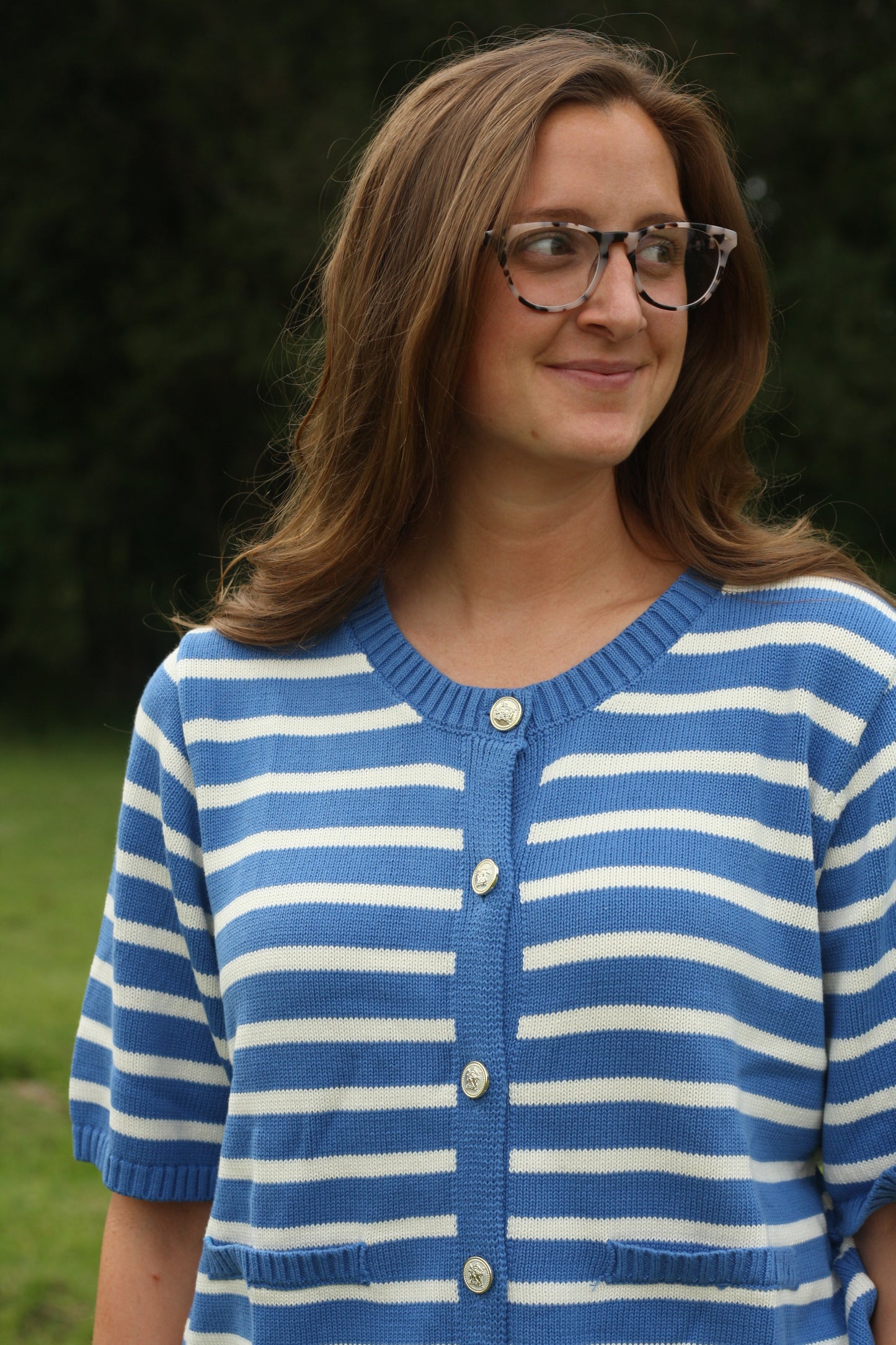 Stripe Button Down Knit Top