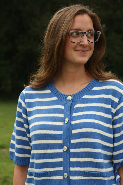 Stripe Button Down Knit Top