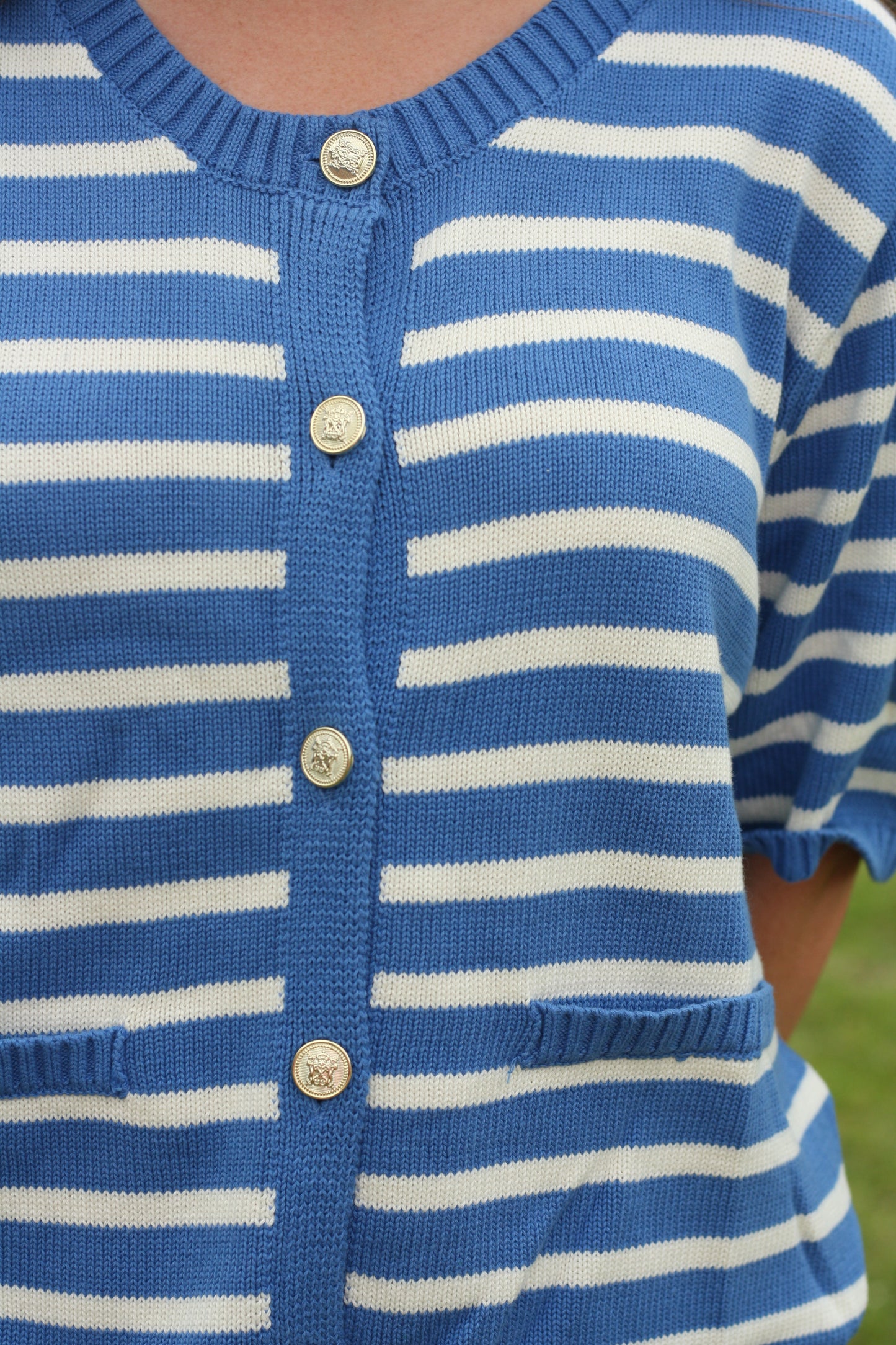 Stripe Button Down Knit Top