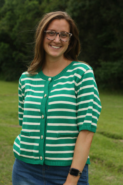 Stripe Button Down Knit Top