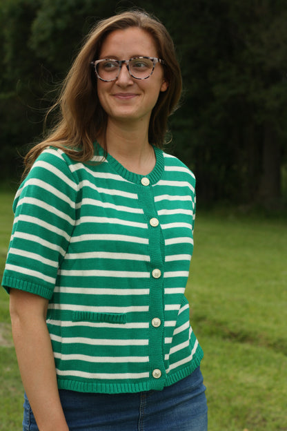 Stripe Button Down Knit Top