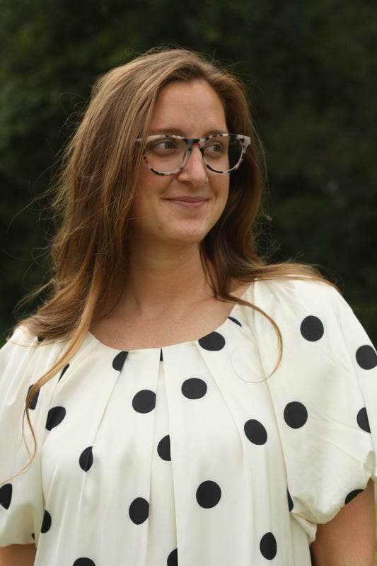 Polka Dot Puff Sleeve Midi Dress
