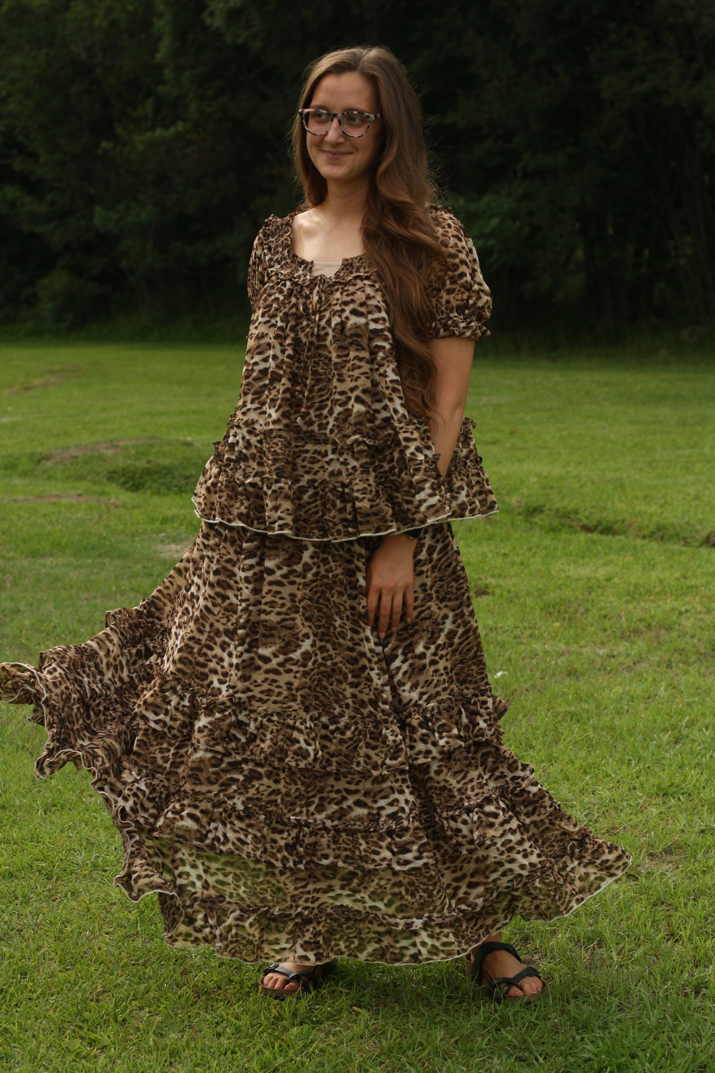 Leopard Ruffle Skirt Set