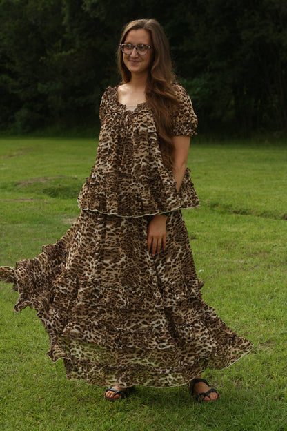 Leopard Ruffle Skirt Set