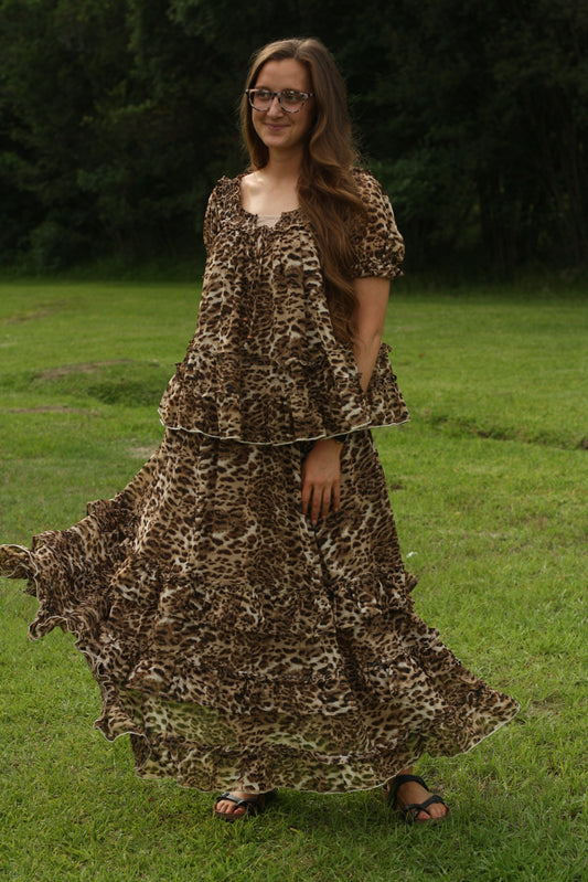 Leopard Ruffle Skirt Set
