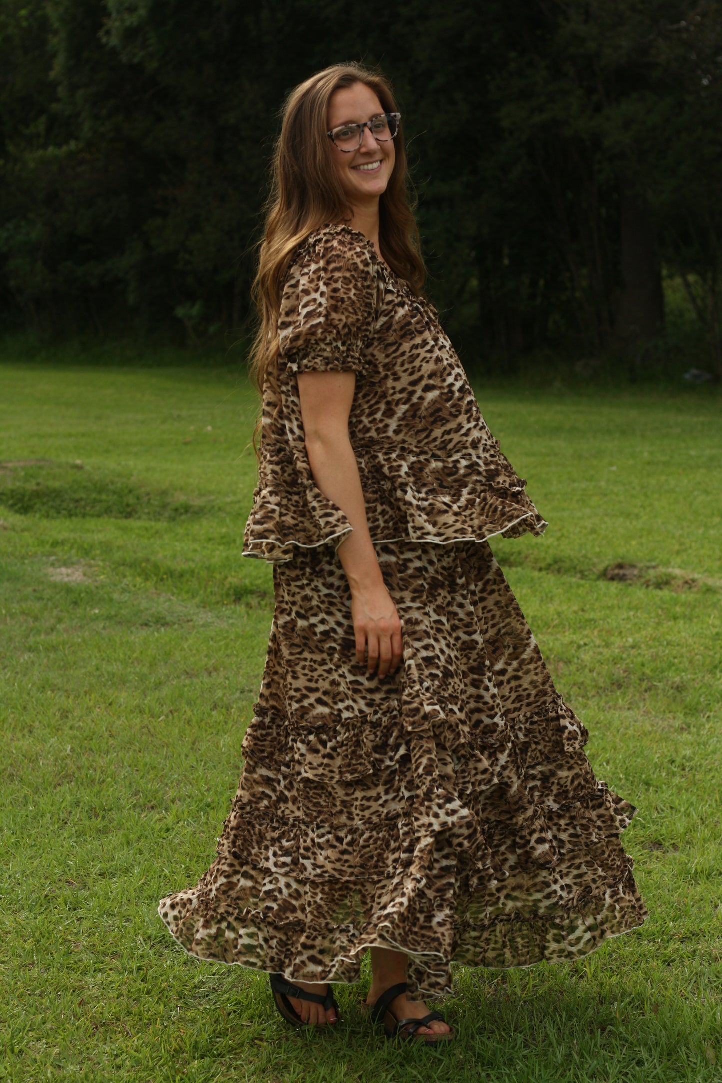 Leopard Ruffle Skirt Set