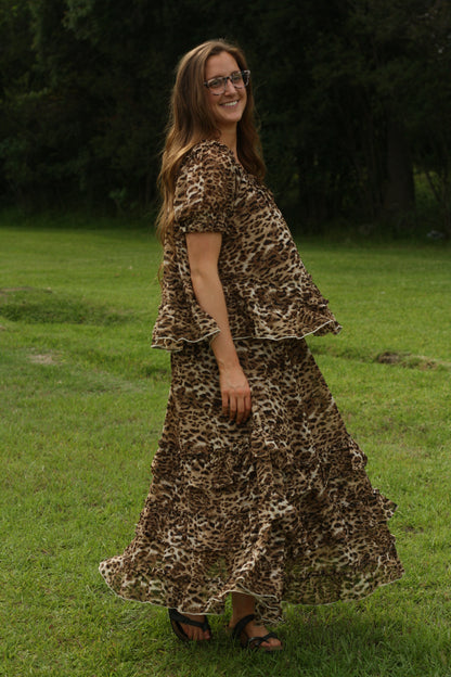 Leopard Ruffle Skirt Set